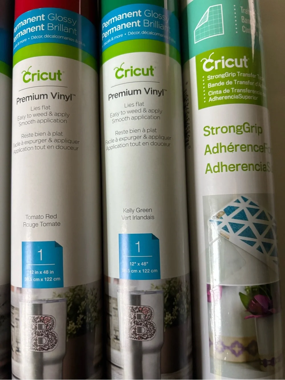 Cricut Premium Vinyl Rolls - Teal, Blue, Light Blue, Red, Green